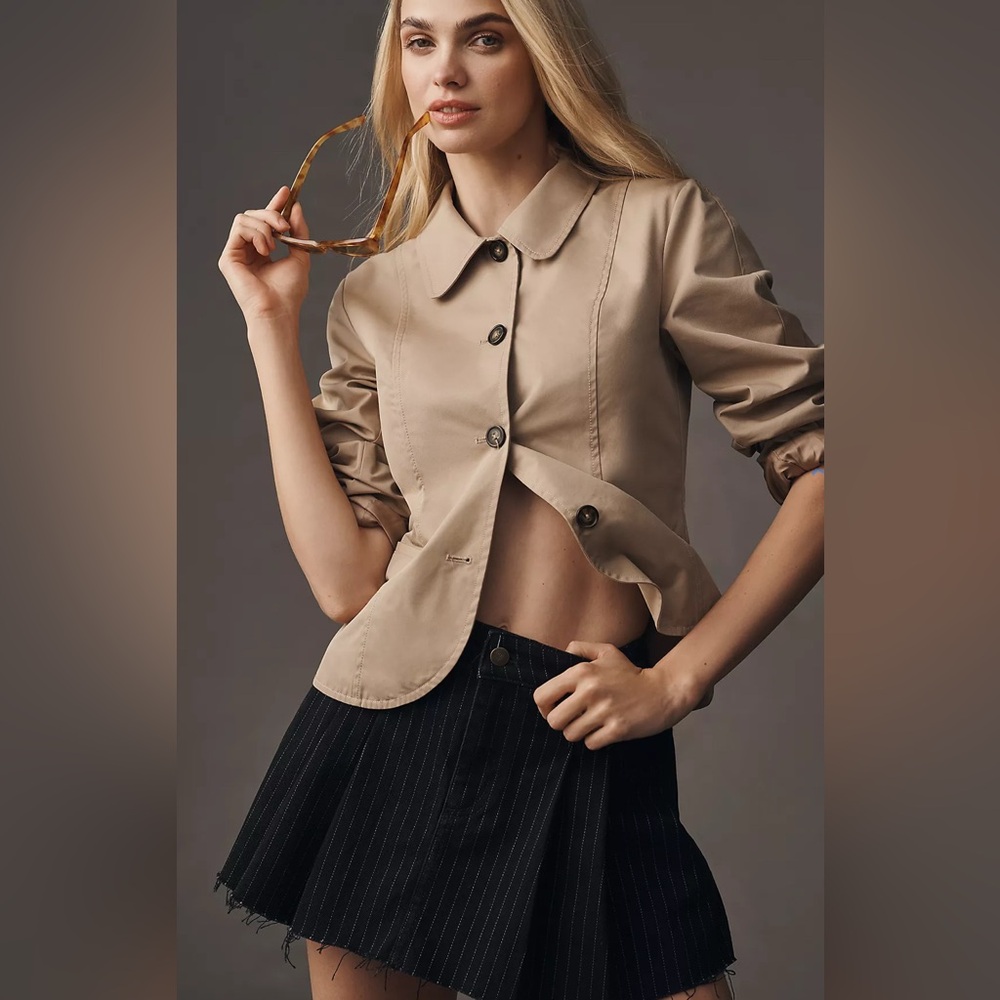 Maeve Anthropologie Black Pinstripe Mini Skirt/ Skort